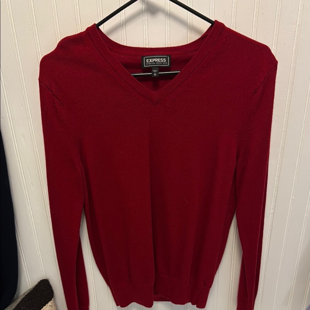 Express mens Red V-Neck Sweater